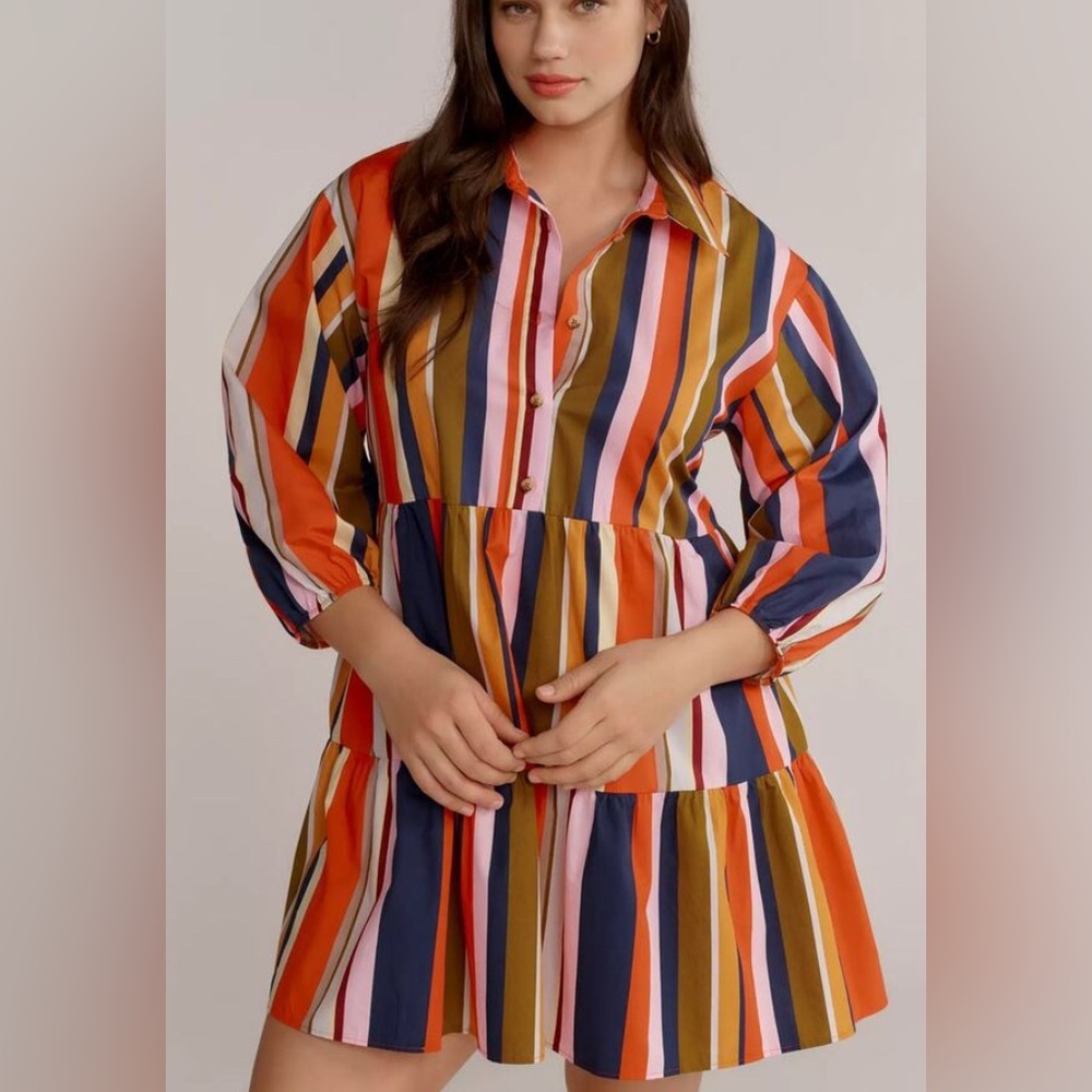 ANTHROPOLOGIE MAEVEBettina Red Stripes Mini Dress Size Small VGUC